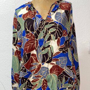 NWT $148 Multi Color L/S MaBonitai Leaf Blouse MASAI L 14 16